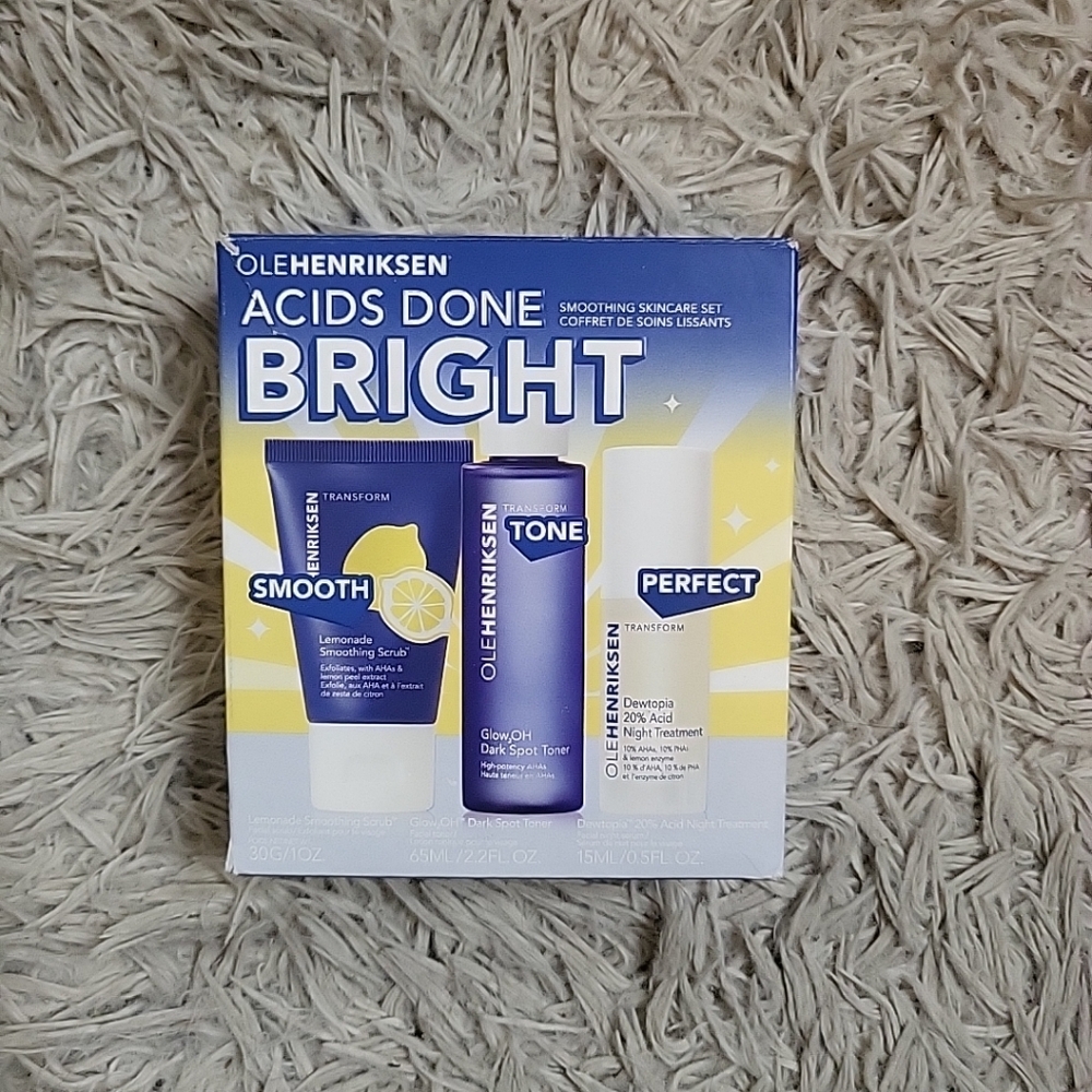 Ole Henriksen Acids Done Bright Mini Set Scrub Toner Night Treatment New NIB ✨️